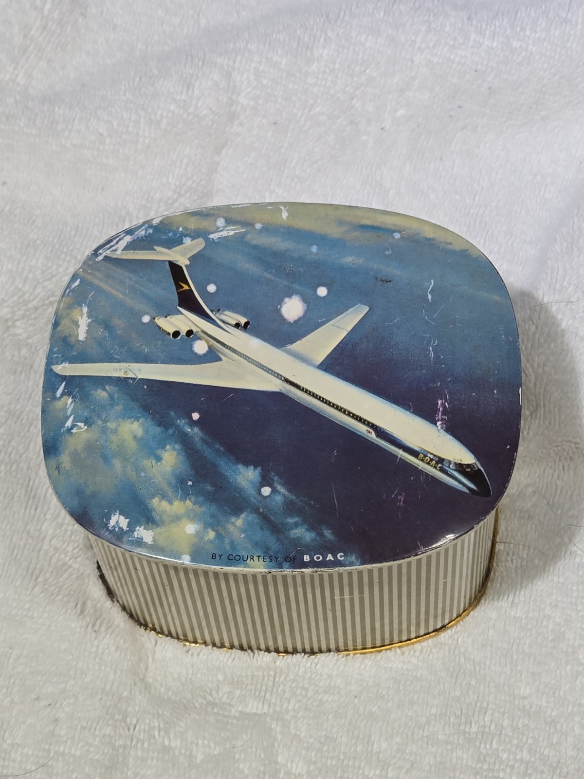 Vintage BOAC VC10 Toffee Tin & 109 Marbles | 70s 80s Cat’s Eyes Shooters Boulder