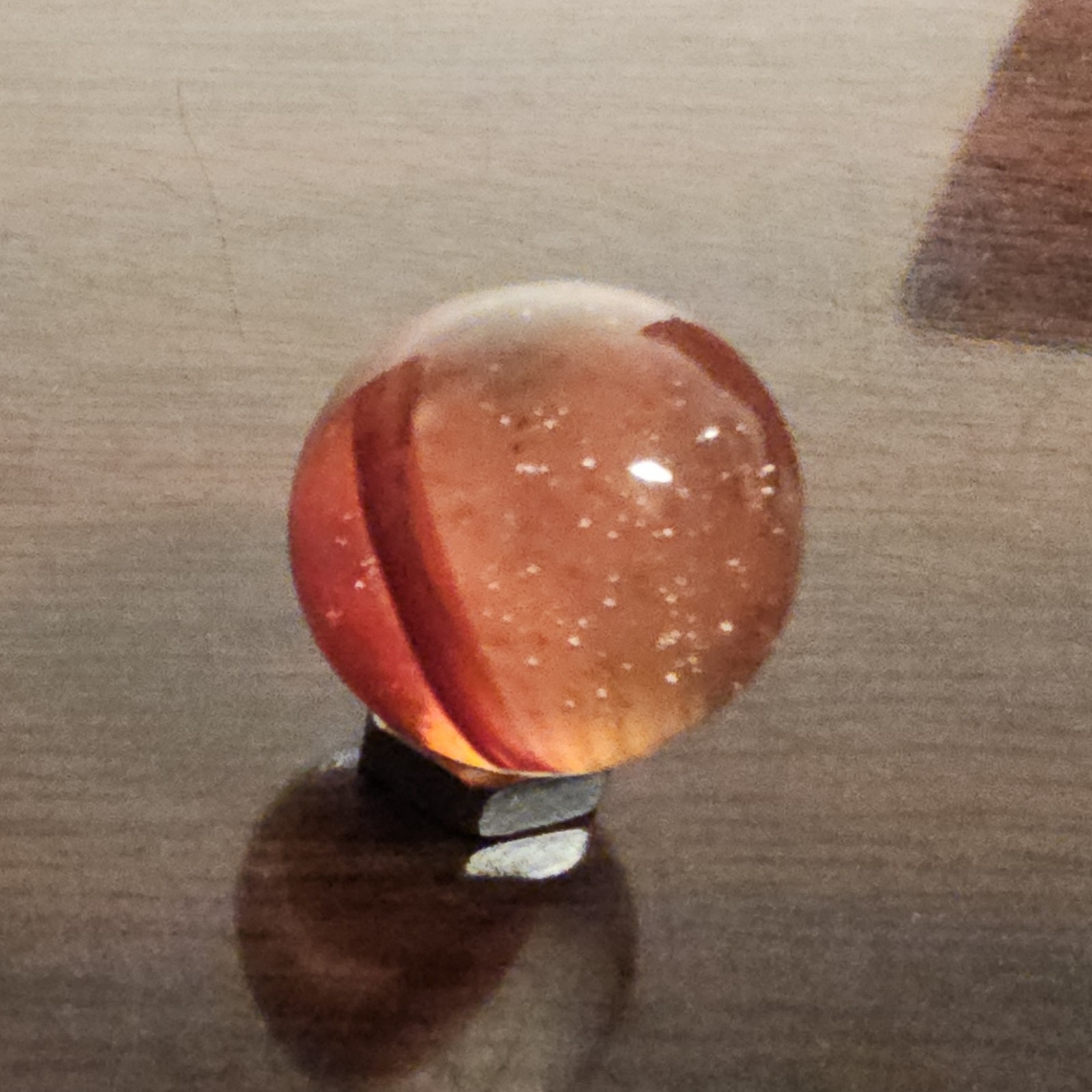 Vintage C. E. Bogard Rose Hybrid .625 Cats Eye in Clear Uranium Glass Marble