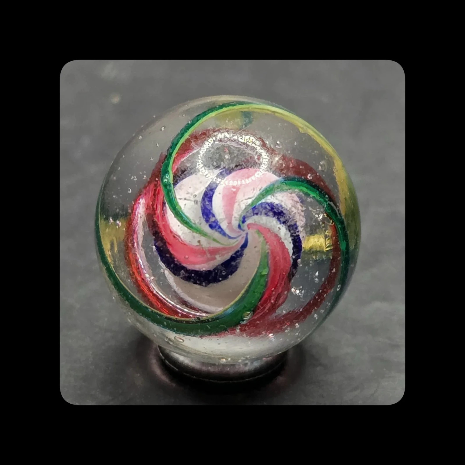 ~Mic’sMibs~3/4″ Early Faceted, 3 stage Solid Core swirl Shooter Mint- 9.0