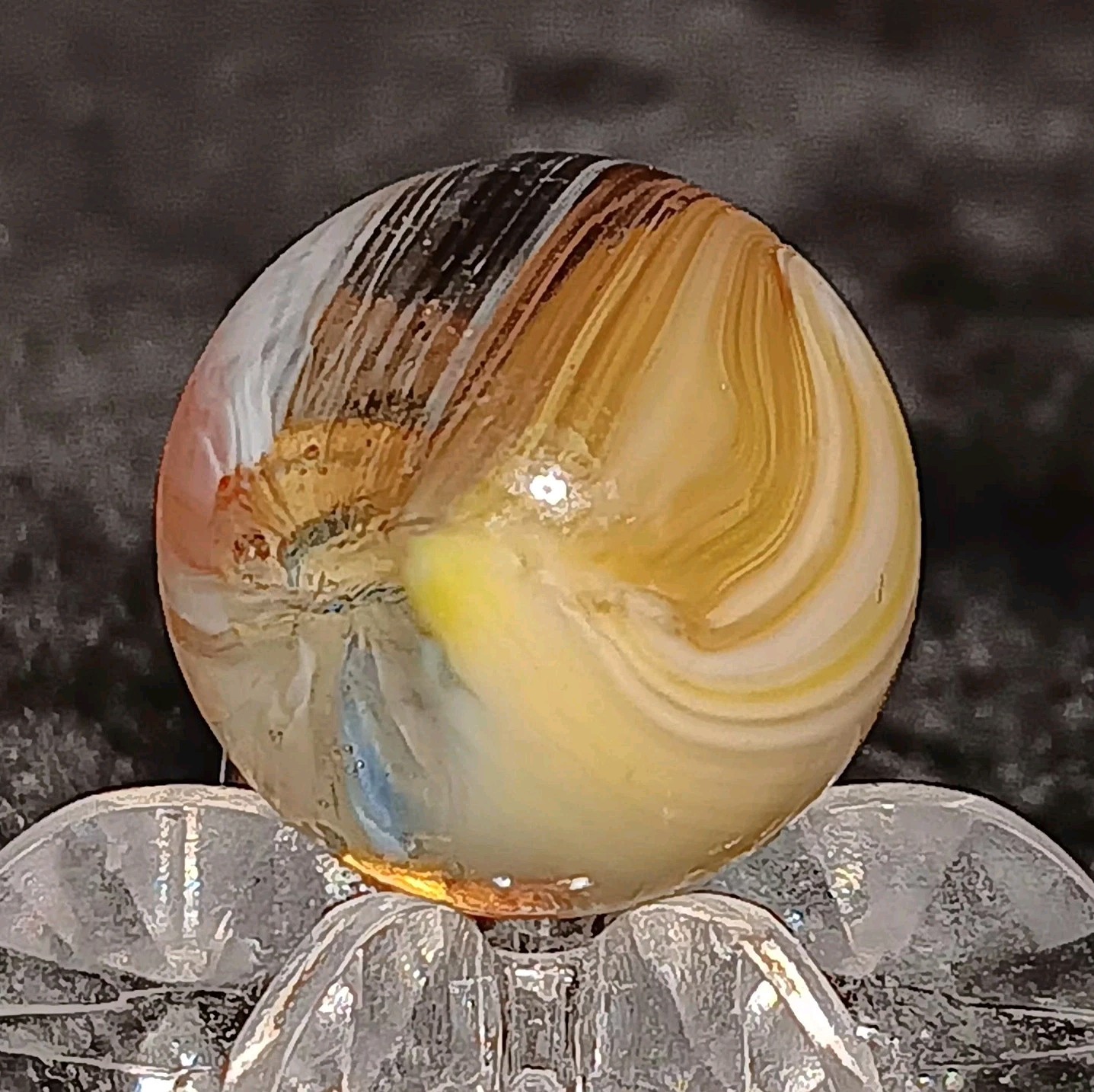 Vintage Master Marble / Master Glass “HYBRID BRUSHED PATCH” Marble. .60″ Mint.