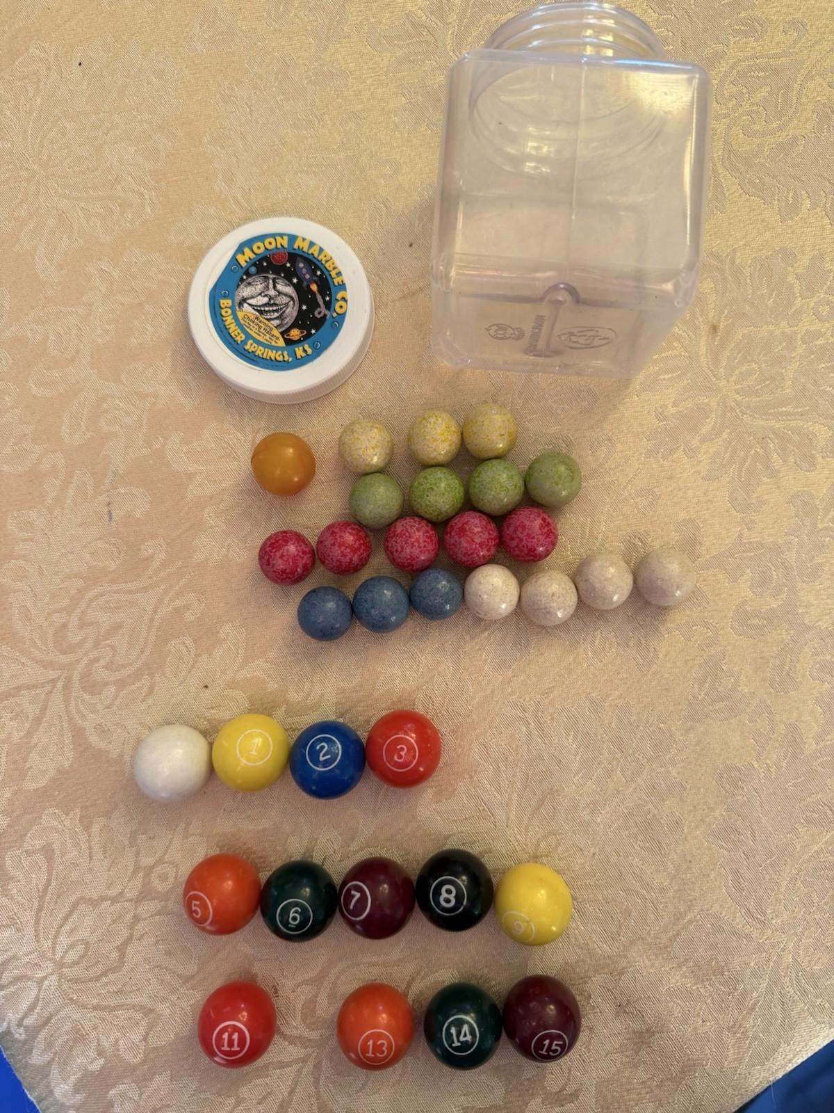 Moon Marble Co. Marble Set Billiards & Speckled Missing 10/12