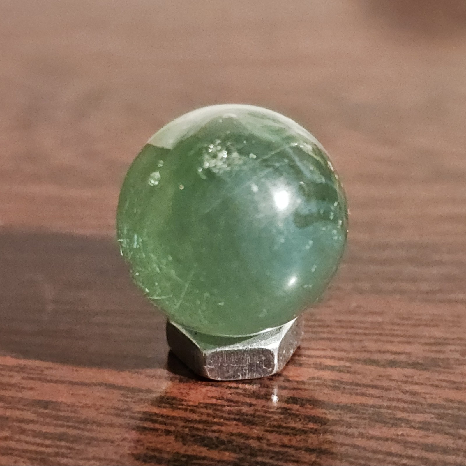 Vintage Master Glass Opaque White Swirl and Green Glass .593 Marble