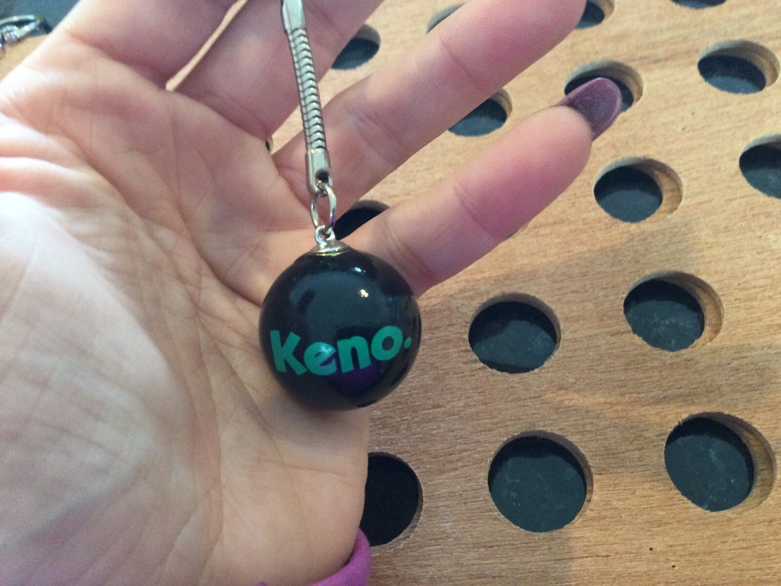 Vintage | “Keno” | Green Print on Black Marble Keychain