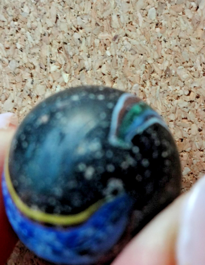 Antique German Handmade Indian Marble Black with Swirl designs