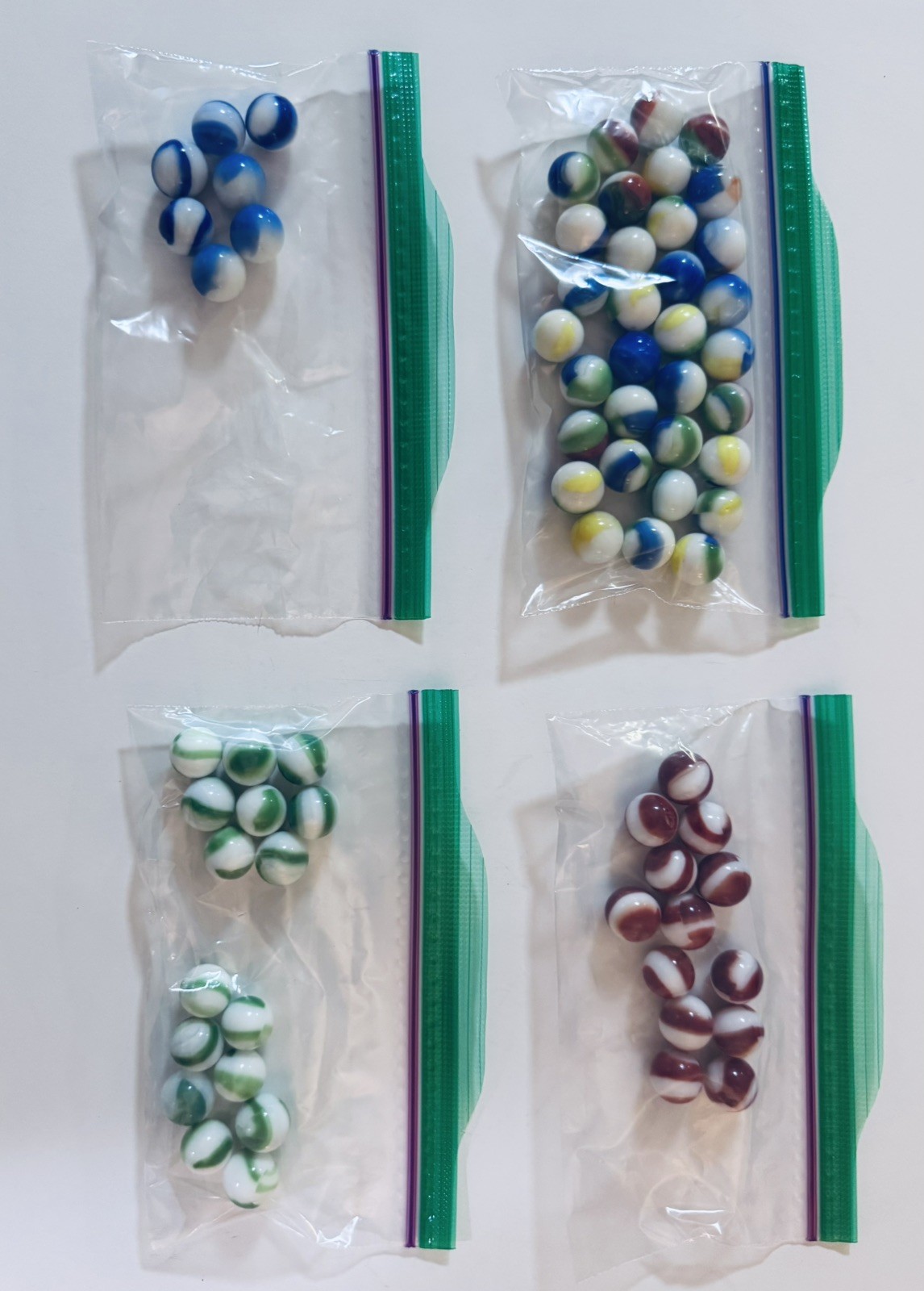 Vintage White Base Swirl Marble Lot 69 Machine Made Glass Marbles 1940s 1950s
