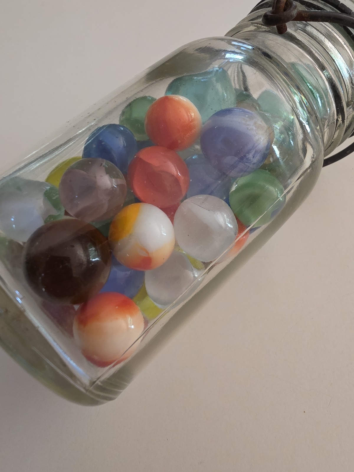 Vintage 5″ Glass Jar Filled With Marbles – Estate Find