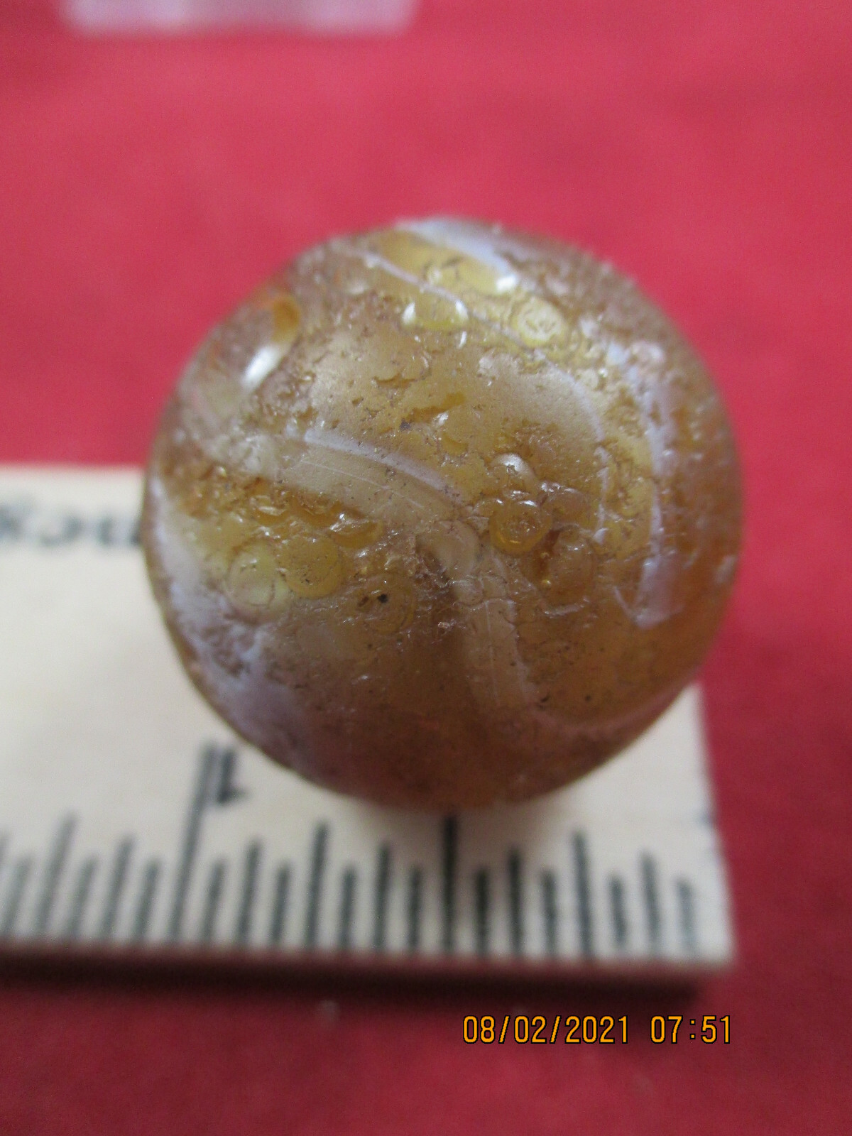 19Th Century PONTIL TRANSITIONAL SLAG MARBLE GROUND/PONTIL