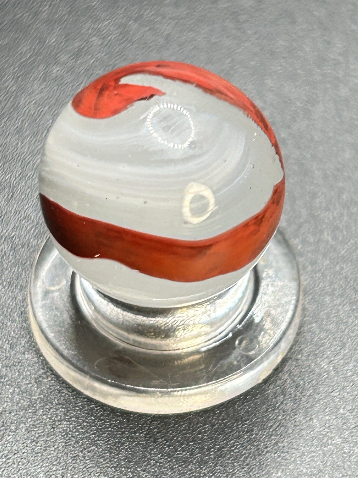 Vintage Akro Agate Silver Oxblood Marble Thick Oxblood Pattern 0.629”