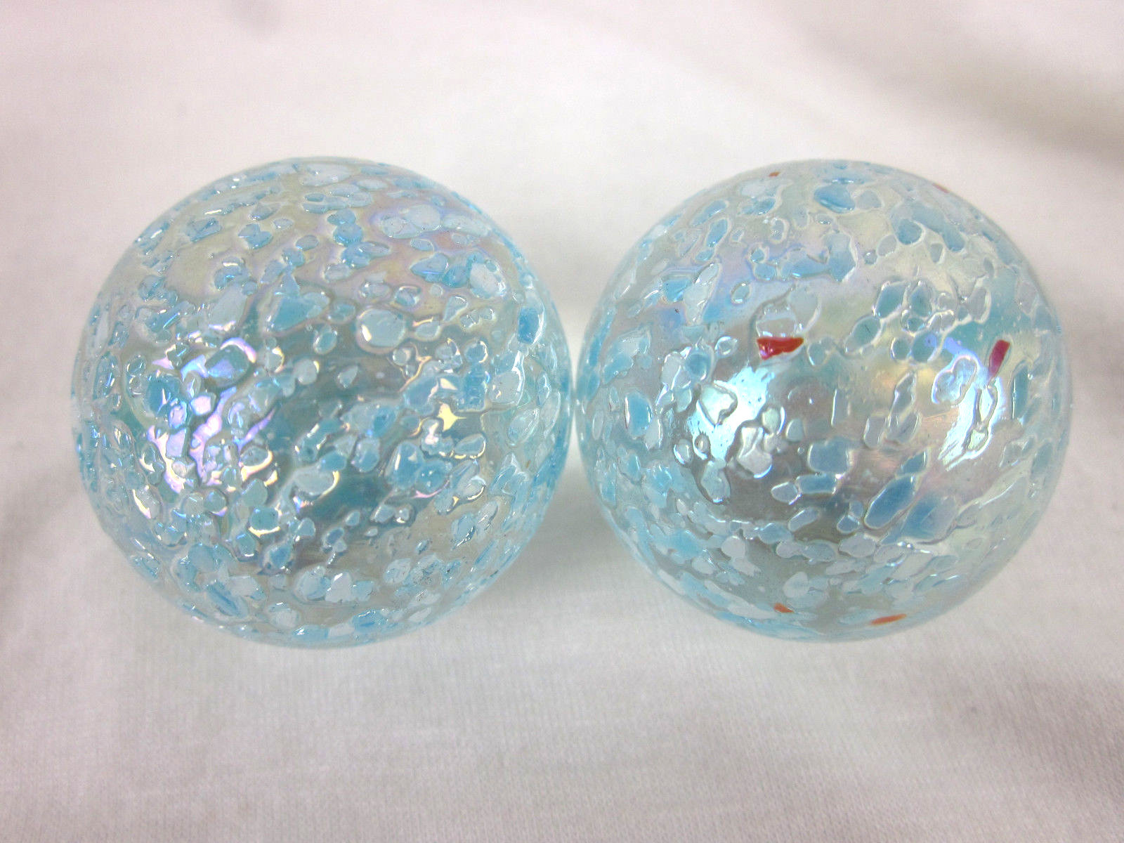 2 BOULDERS 35mm SNOWFLAKE Marbles Glitter Speckled glass ball LARGE HUGE