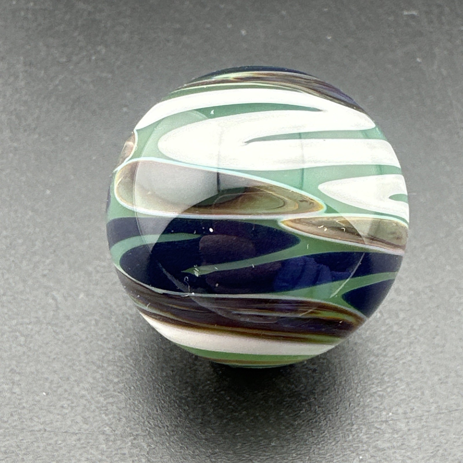 Contemporary Handmade Art Glass Marble 1.06″ Swirl MIB With UV Green, White, Etc