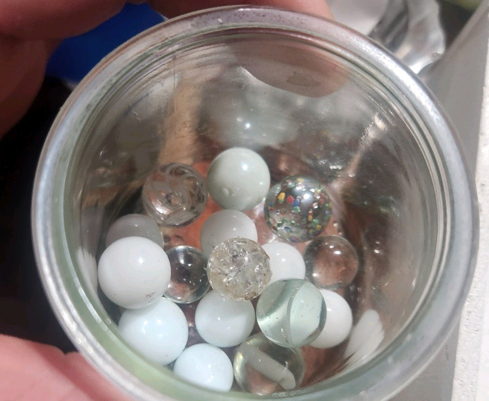 White Clear Mixed Machine Made Glass Toy Marbles Lot for Ages 8 & Up