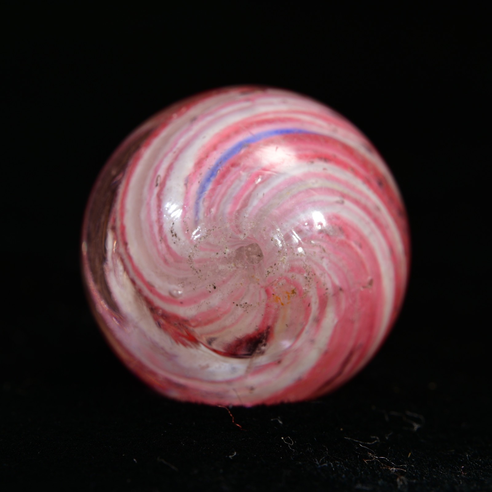 Onionskin Marble Early German Handmade Antique Shrunken Raspberry 17.2mm 21/32”