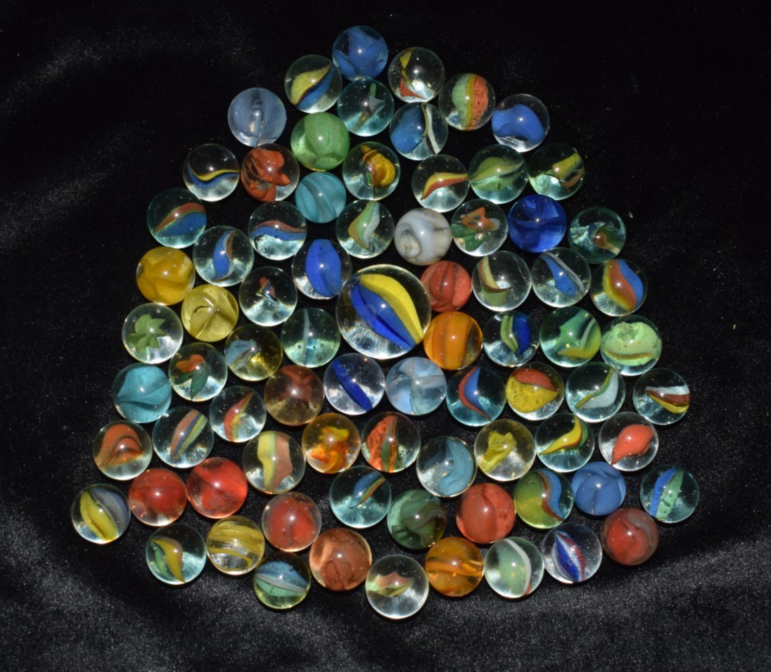 🐯➖⏩ Vintage Mixed 🐱🐯🦁Cat’s Eye Marbles lot of 75 size .625″=16mm MINT