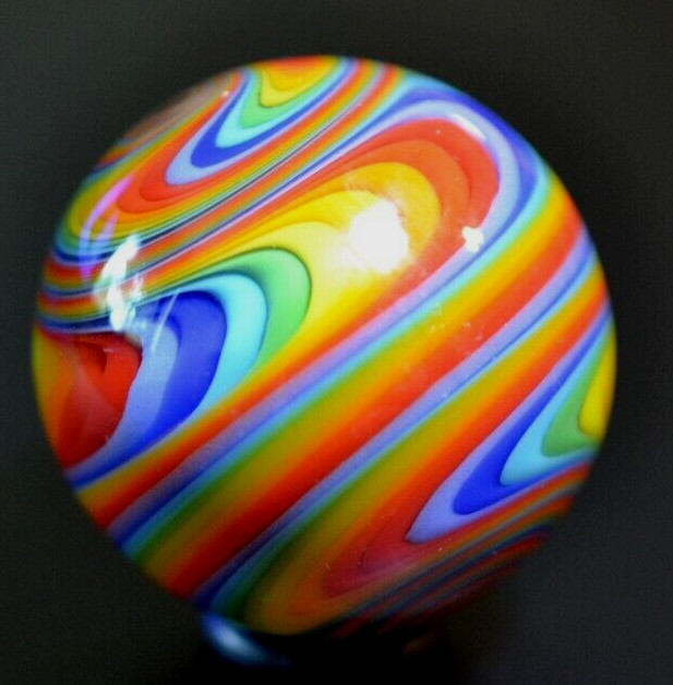 JAY SLACK GLASS MARBLE/1.443″-LOBED RAINBOW ARRAY-LILAC,LAVENDER,MINT,LOBING