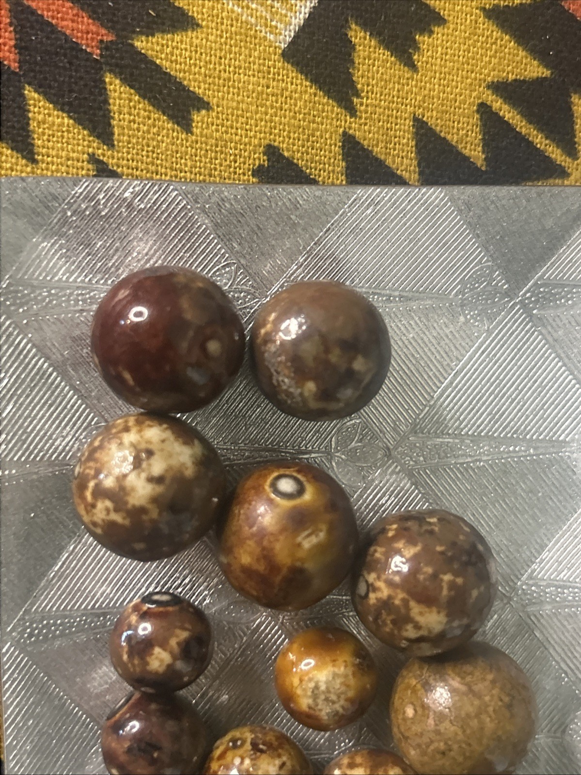 ANTIQUE CLAY GERMAN BENNINGTON MARBLES LOT OF 16 MINT 1850s BROWN .75” .5” .25”