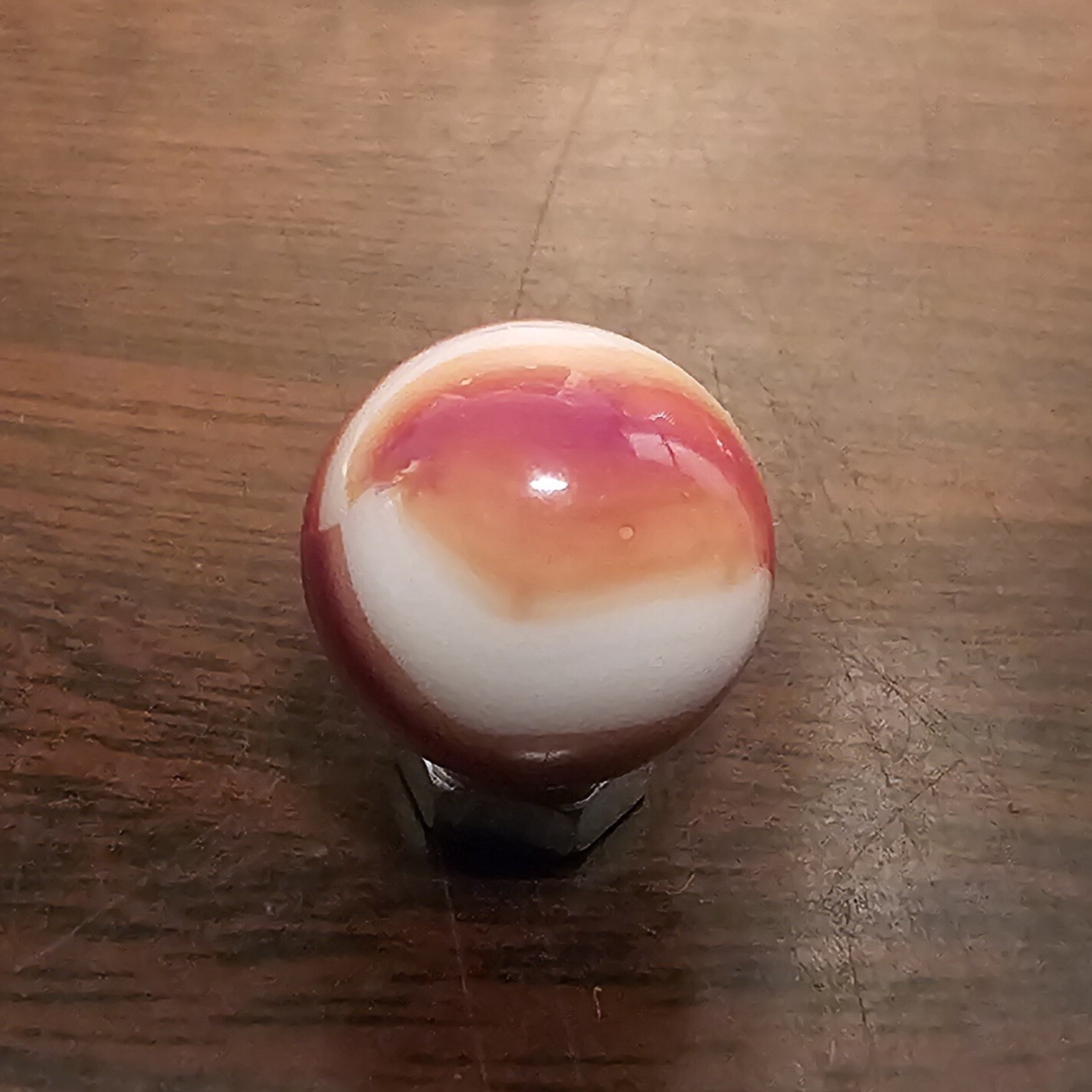 Vintage Marble King Rainbo Red Orange .61 Agate Glass Marble