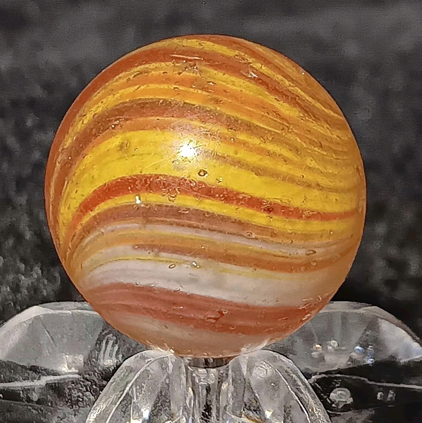 Antique German Handmade Onionskin Marble. .66″ Near Mint+. End Of Day Onionskin