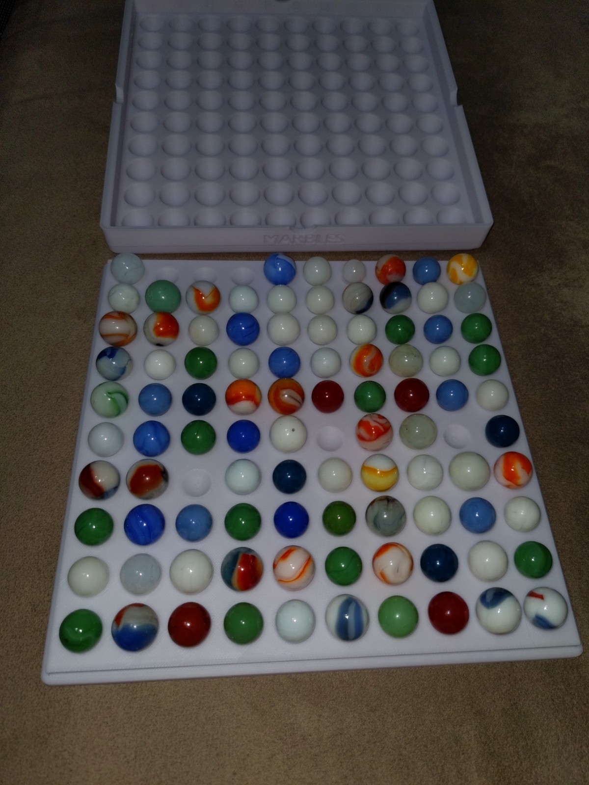 NO MARBLES – LARGE 100x 20mm Marbles Display Storage Sorting Tray Case