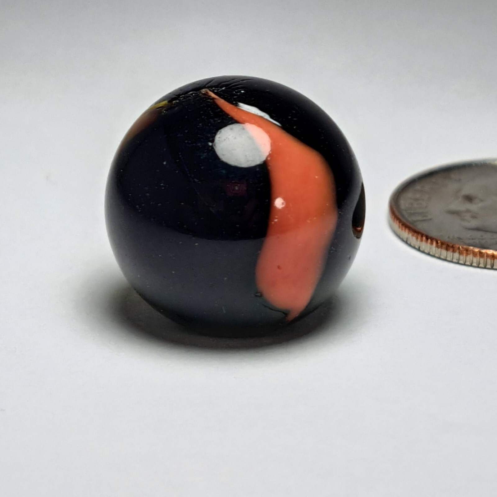 Vintage MARBLE: Black, Swirl Orange/Rust & Yellow/Gold & Blue