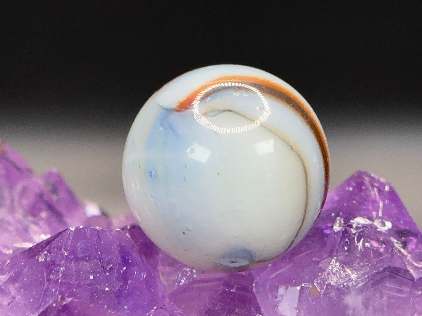 EPIC Vintage Peltier Glass Rainbo Blended Marble – UNUSUAL COLORS – .64″ Mint-