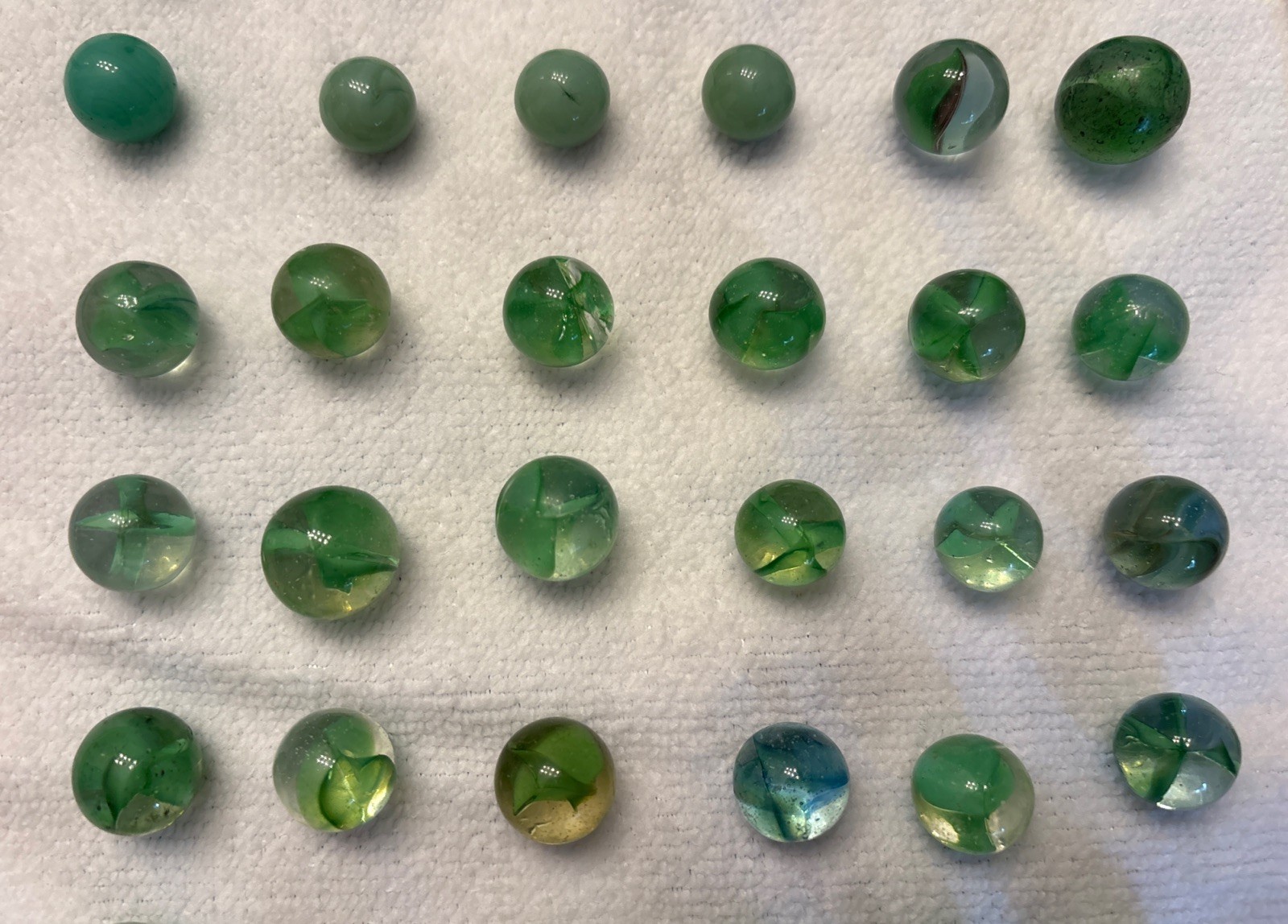 MARBLES Green Color Vintage Old Originals Lot Of 60