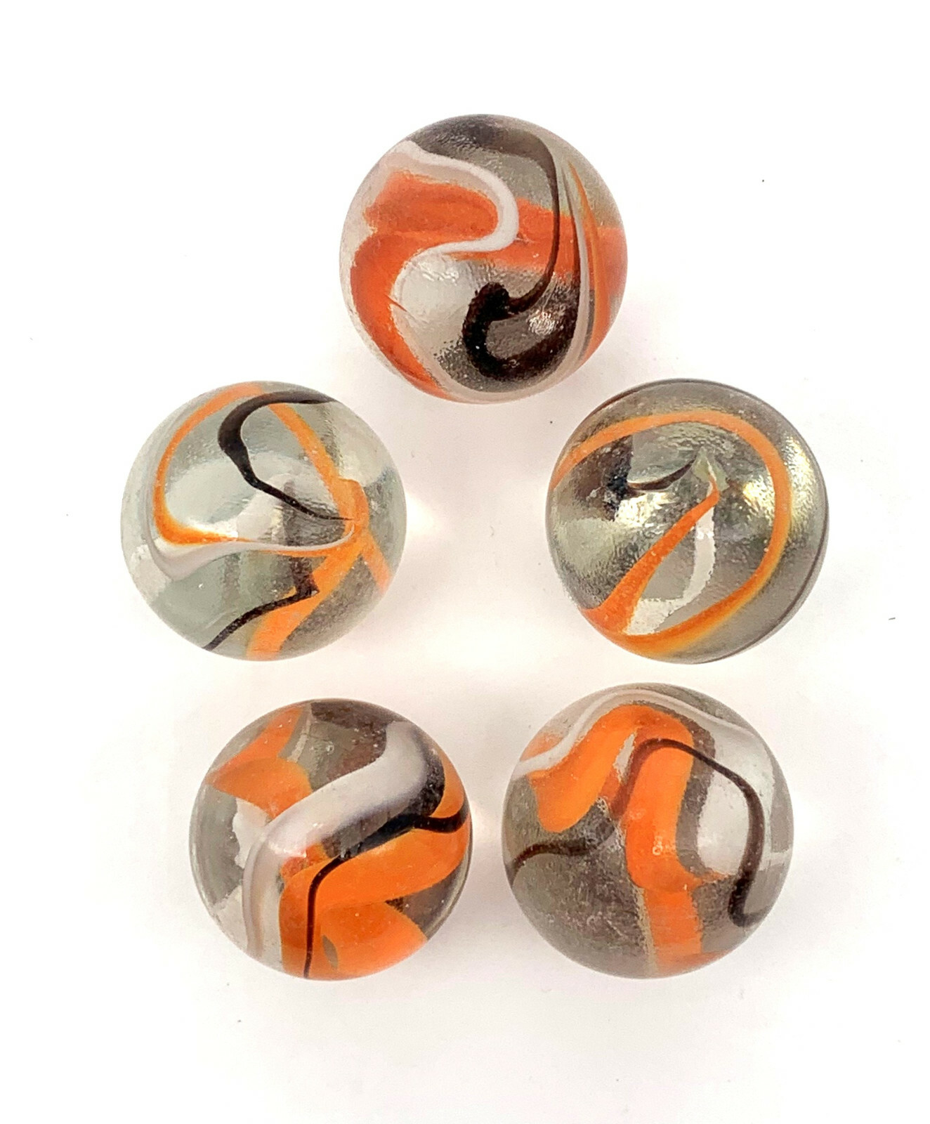 25mm Halloween Glass Shooter Mega Marbles Pk 5 Clear Orange Black White 2002-04