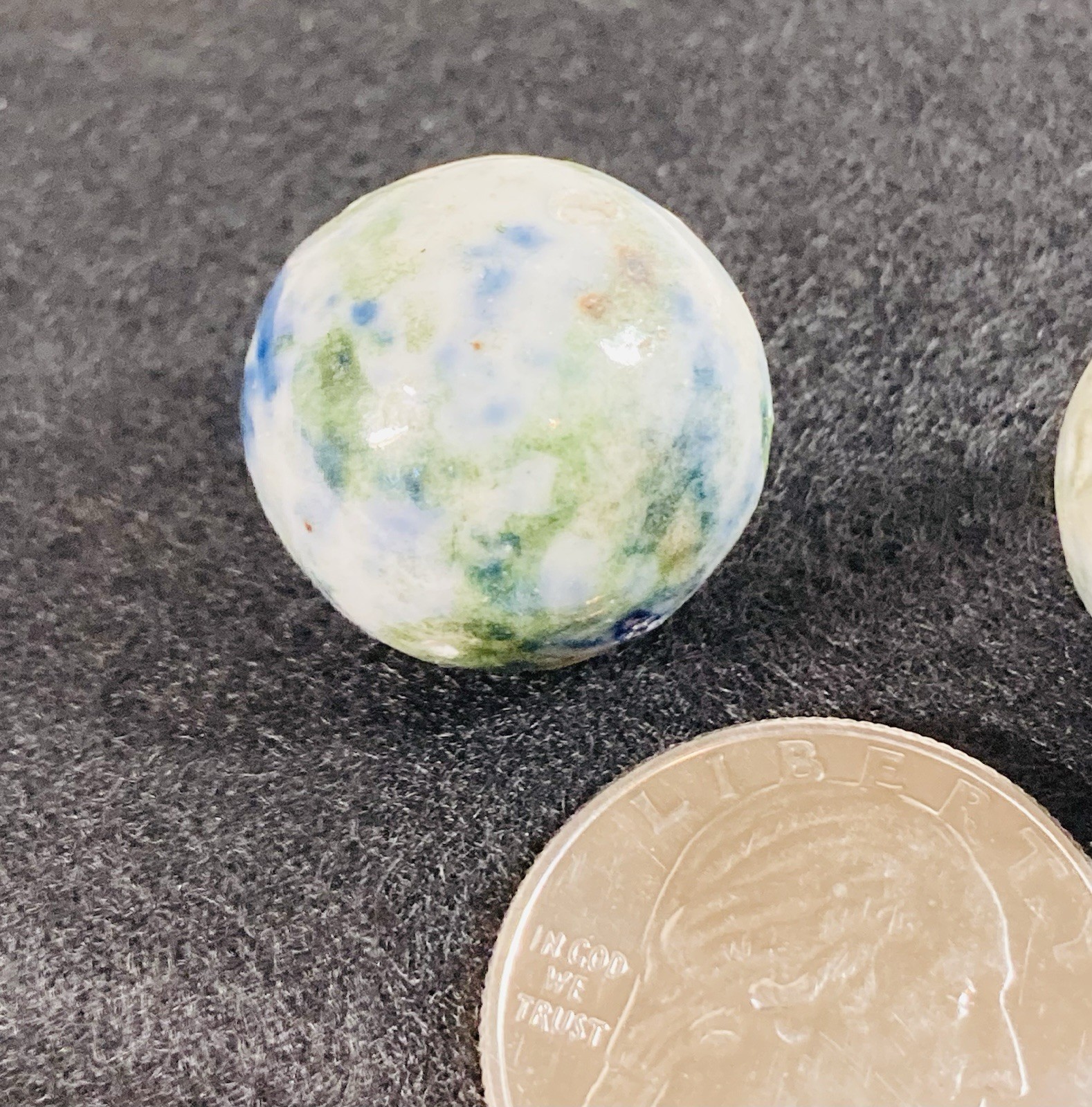 2 ANTIQUE VINTAGE BENNINGTON MARBLES FANCY MULTICOLORED 1800’s HANDMADE GLAZED