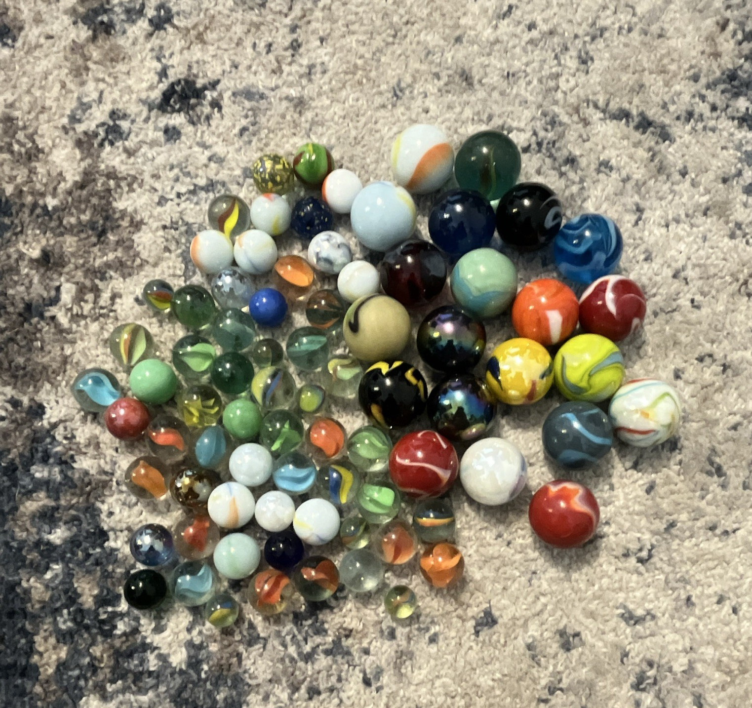 VINTAGE Mixed Lot Toy Glass Marbles, Assorted Colors & Sizes, Mixed Style
