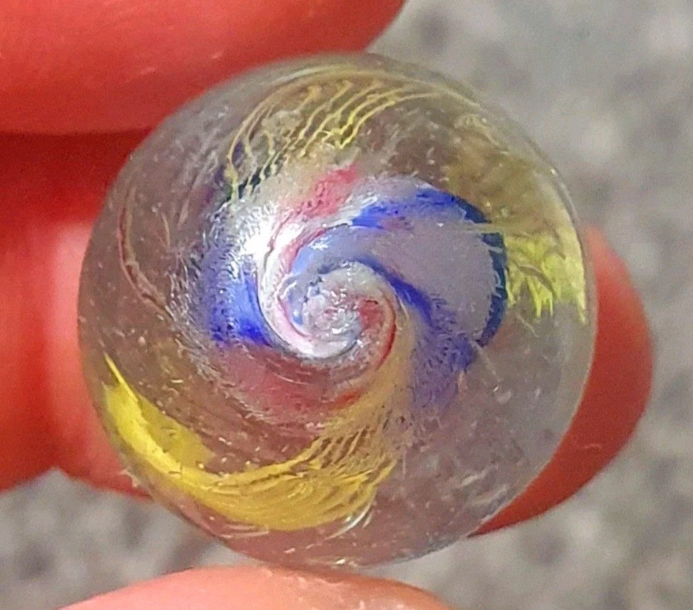 25/32″- Gorgeous Shooter Peppermint Double Ribbon German Handmade Marbles MINT