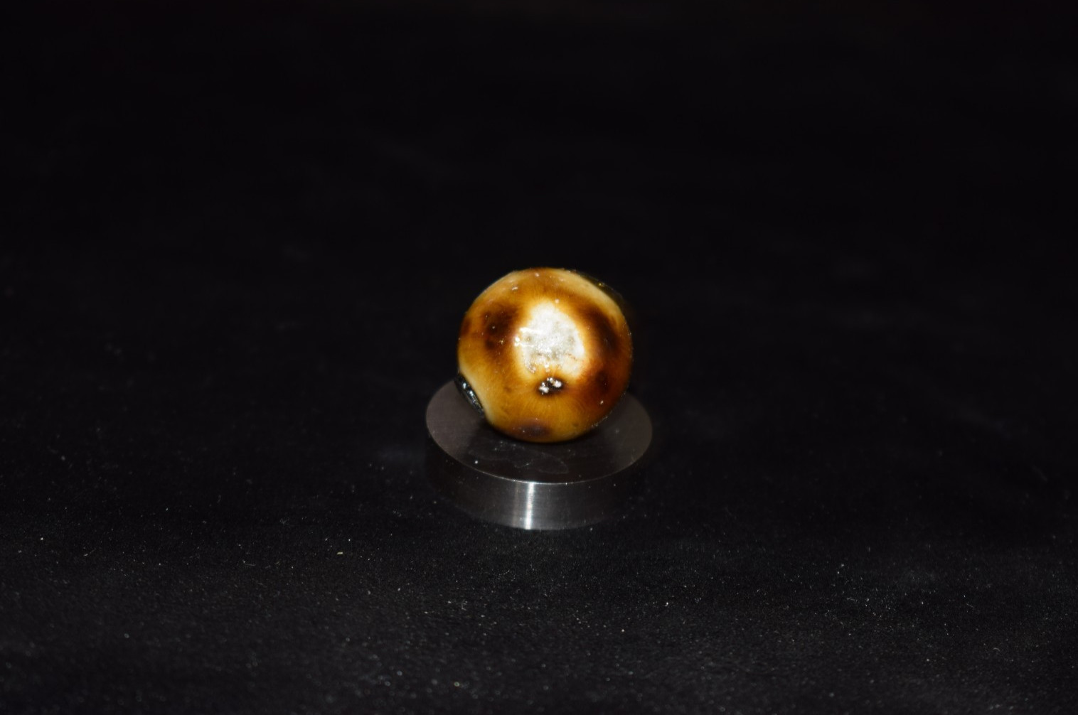 🦅➖⏩Antique German⬛🟥🟨 Bennington glazed clay marble size .796″=51/64″=20mm