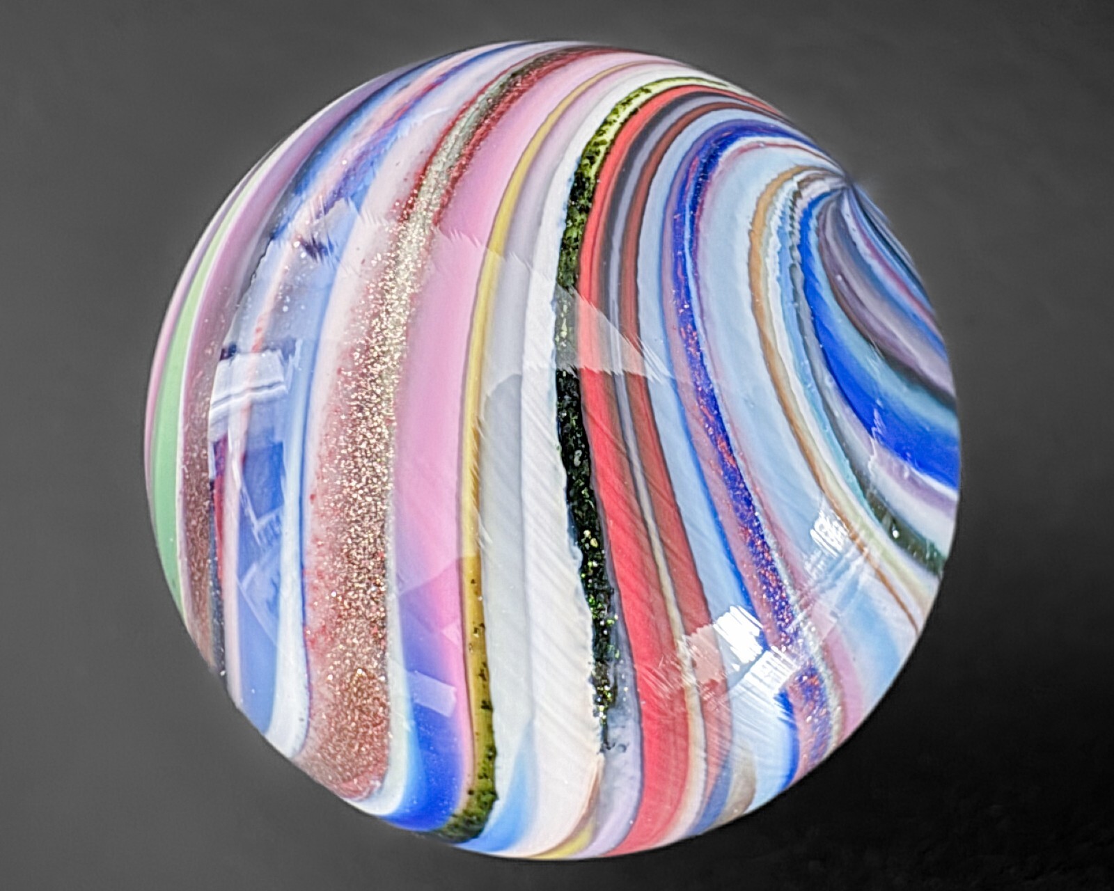 Eddie Seese 1.2″ 2001 Pastel Onionskin Handblown Contemporary Art Glass Marble