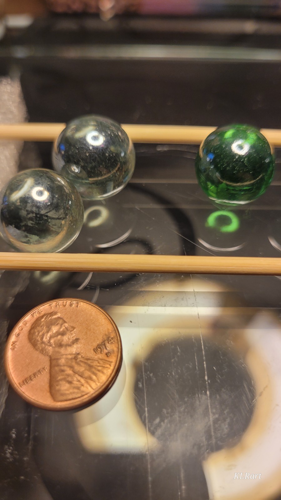 10 marbles glass solid clear, blue, emerald green, chrome