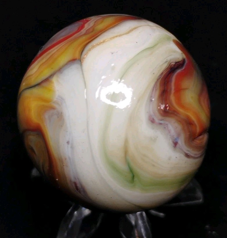 1.02″ UNIQUE JABO/D.A.S. MARBLES W/ GOLD LUTZ ROAD💥SWIRL TOYS NM+
