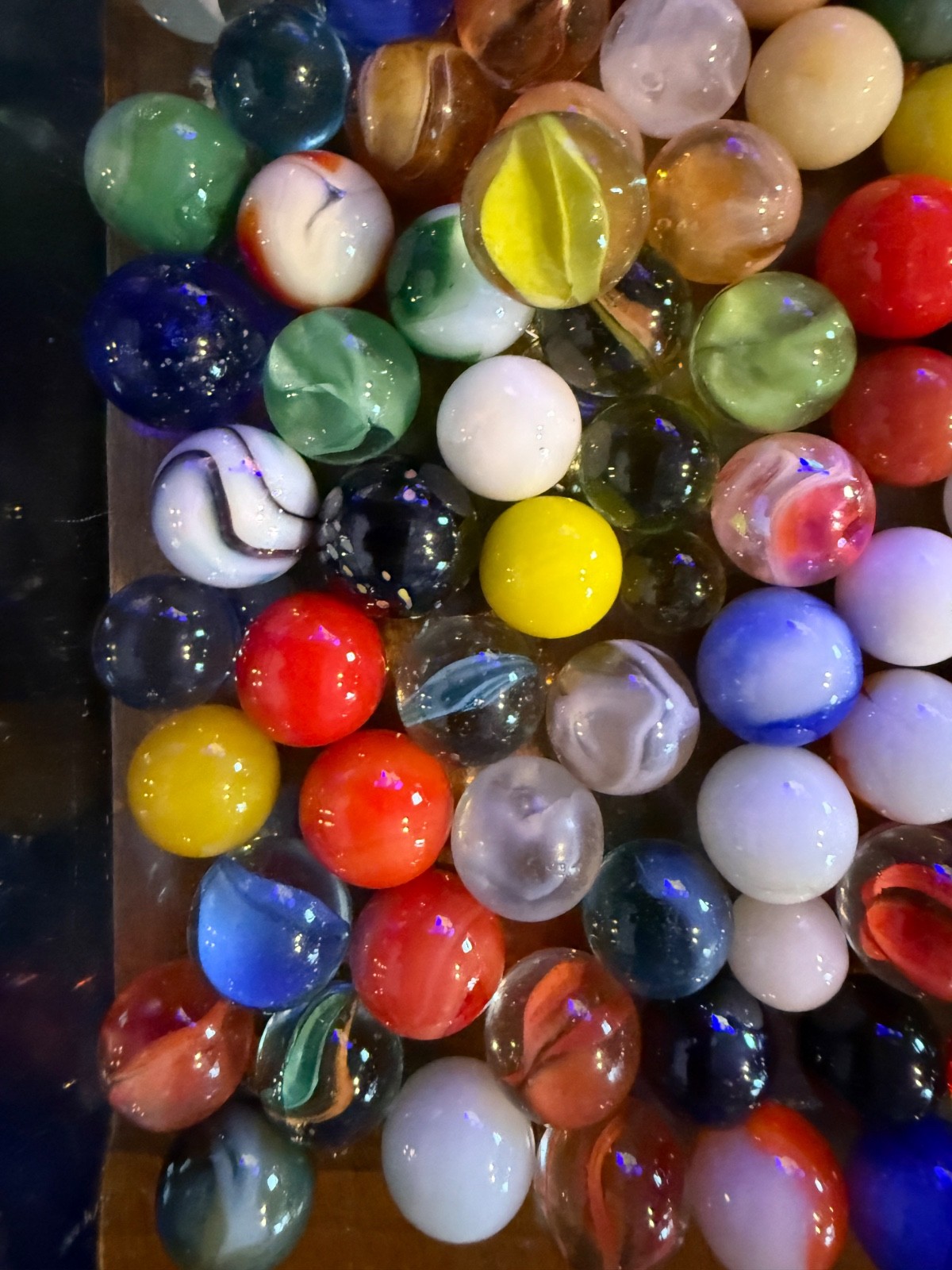 Vintage Marbles (Slags, Swirls, Cats Eyes, Bennies, Etc).Each lot varies Lot#125