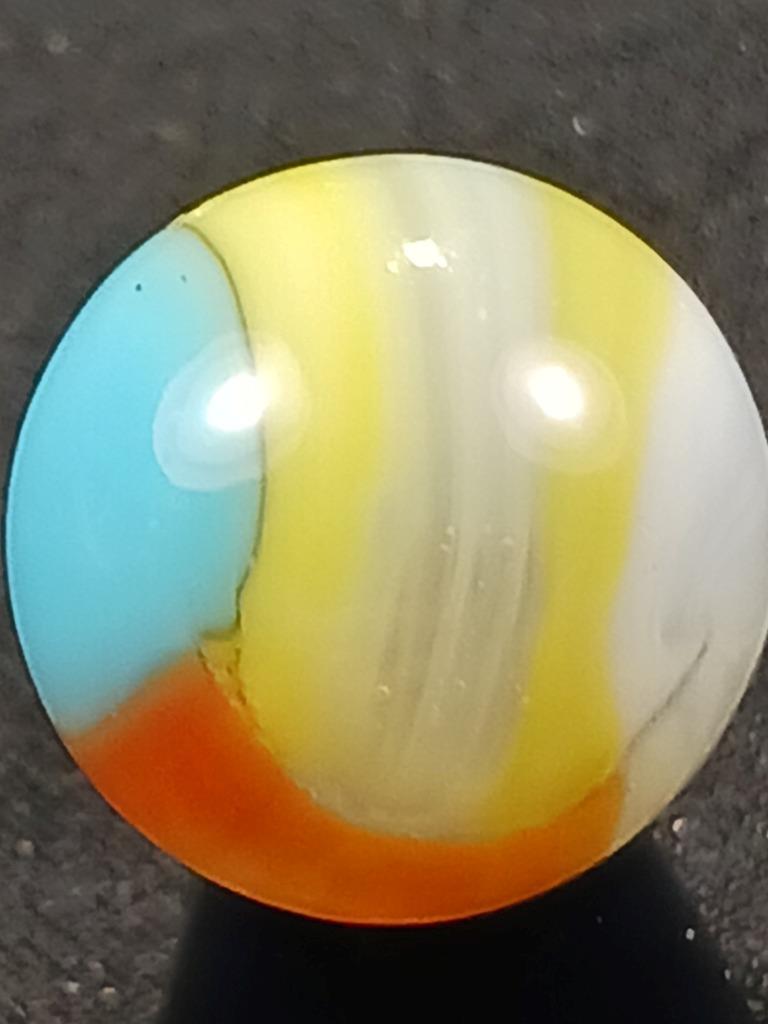 Vitro Agate .55″ Tiger Eye Robin Egg Blue Yellow Near Mint Serious Marble A272