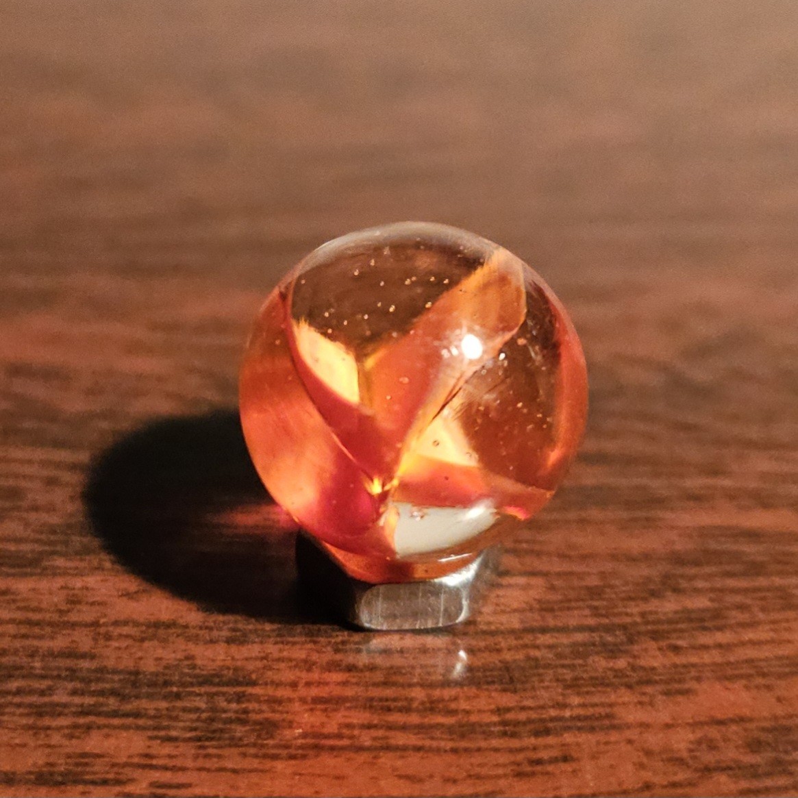 Vintage CE Bogard Orange Floppy 4-Lobe Cats Eye .562″ Glass Marble w Cold Roll