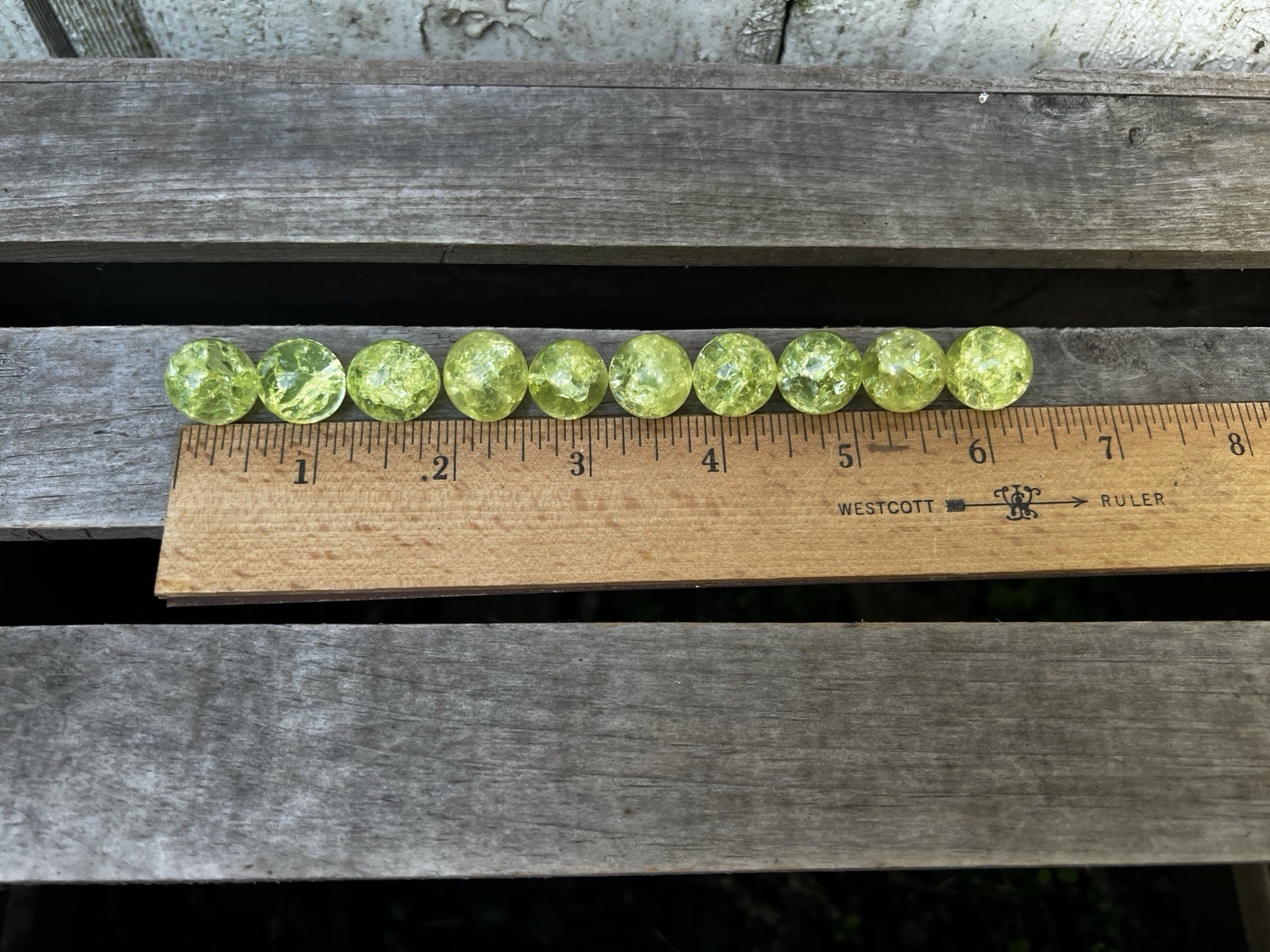 VTG Vaseline Uranium Fried Crackle Glass 1/4” Marbles UV Glow Peewee Lot Of 10
