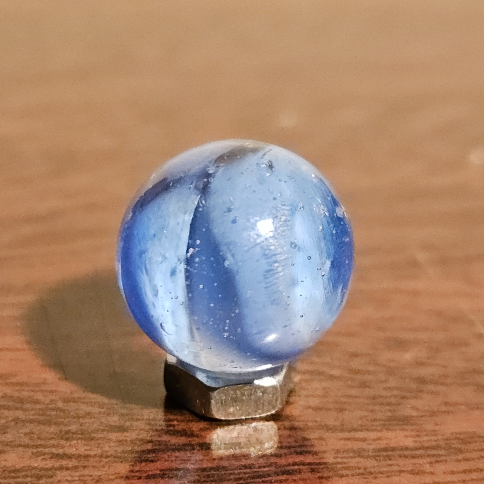 Vintage CE Bogard Blue 4 Lobe Floppy .625″ Glass Marble