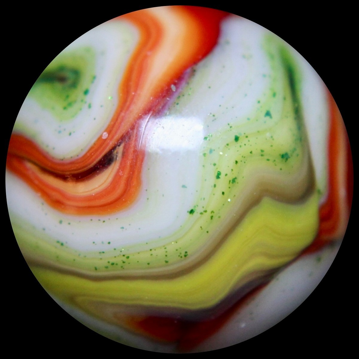 JABO Indian Summer Marble: BIG Ruby Red Oxblood w/Aventurine 0.788″