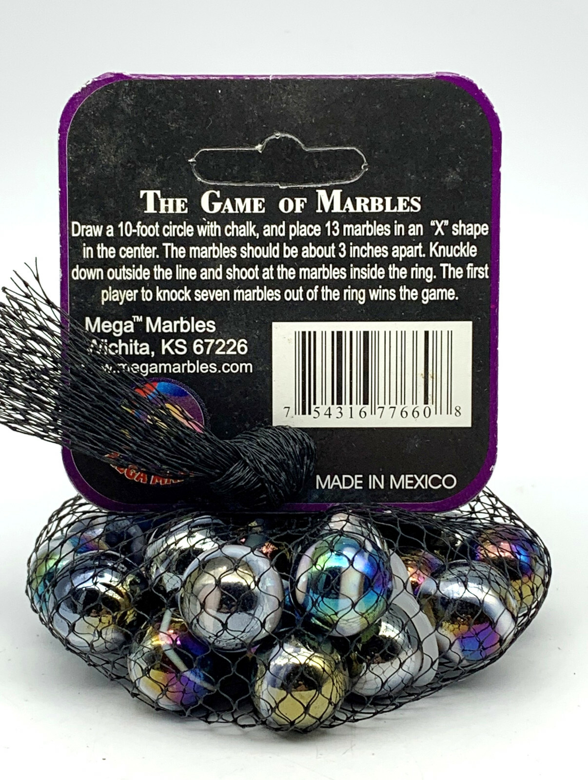 Vintage Net Bag 25 Milky Way Glass Mega Marbles 24 Players & 1 Shooter Pre-2015