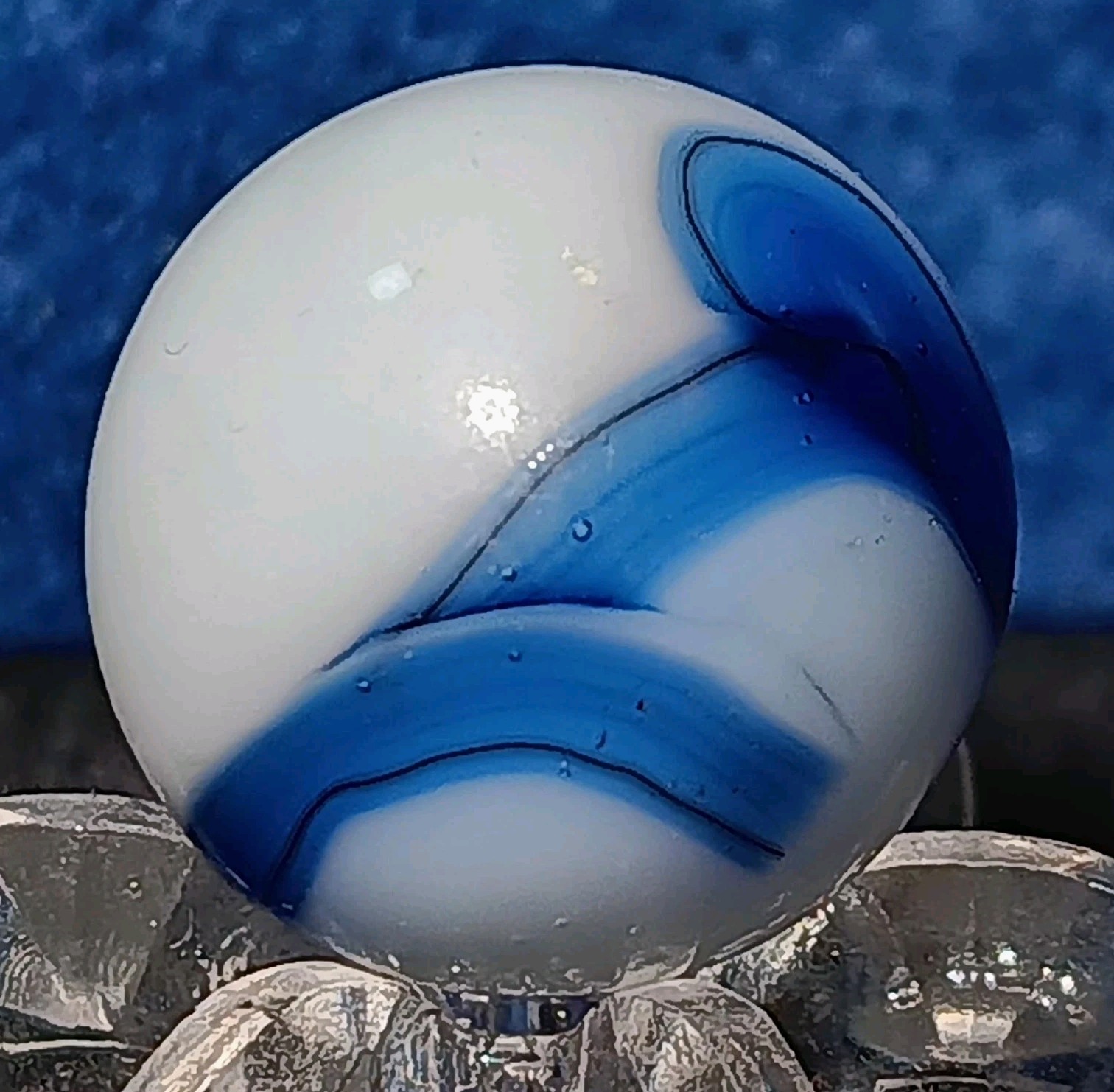 Vintage Alley Agate Swirl Marble. .58″ Mint Condition. Unique Example. W Ox Hair