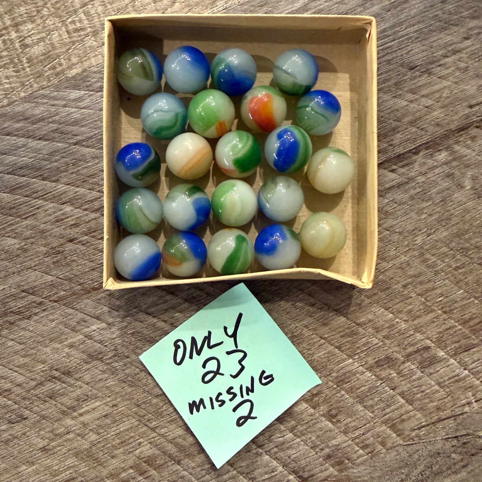 Vintage Prima Agates No. 50 National Toy 23 Oynx Marbles Original Box Set (M3)