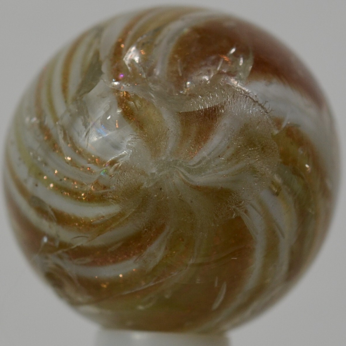 Handmade White Onionskin Lutz Marble, Larger 3/4 in, Polished, Germany, S1336