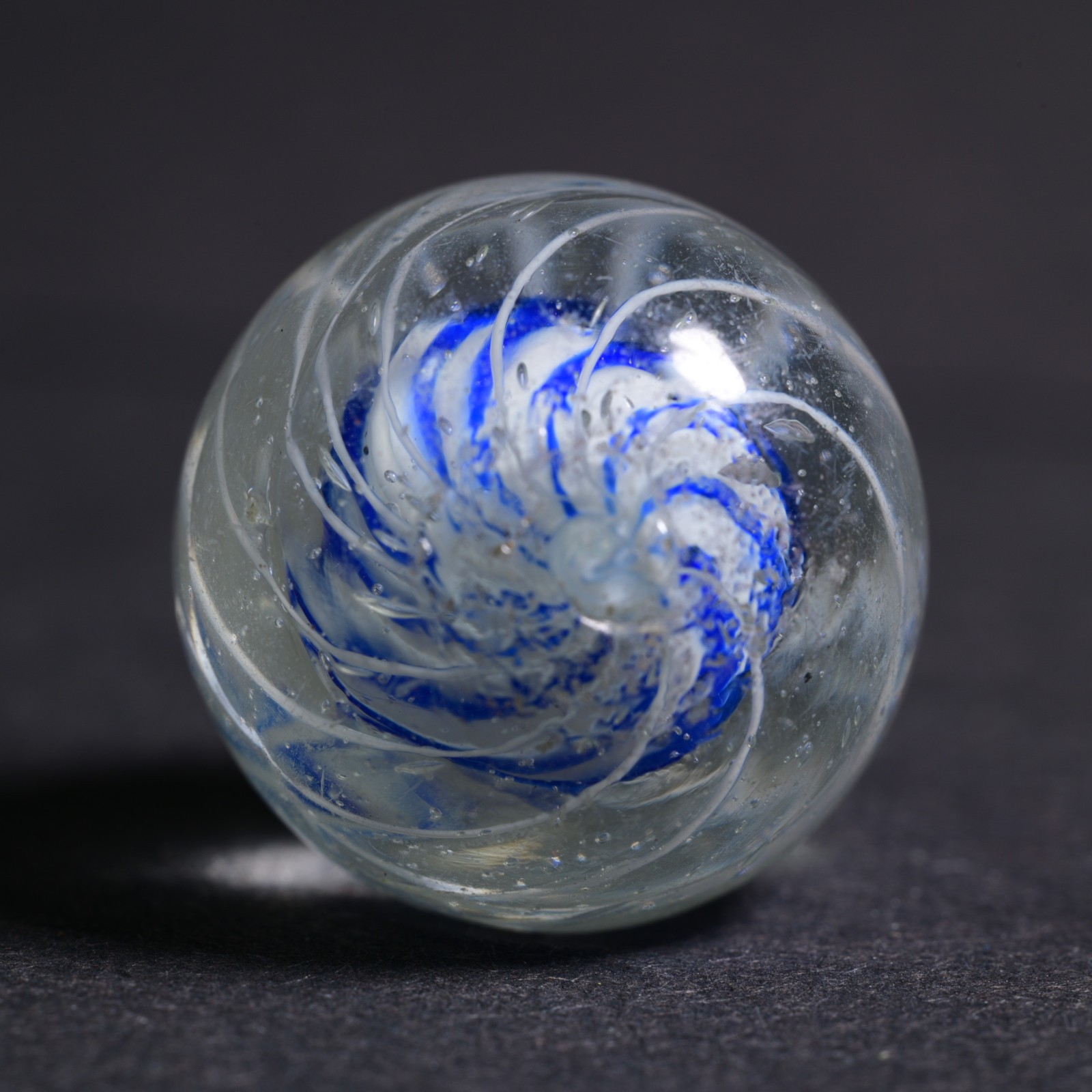 Candy Cane Solid Core German Handmade Antique Marble Caged Cobalt 17.9mm 11/16”