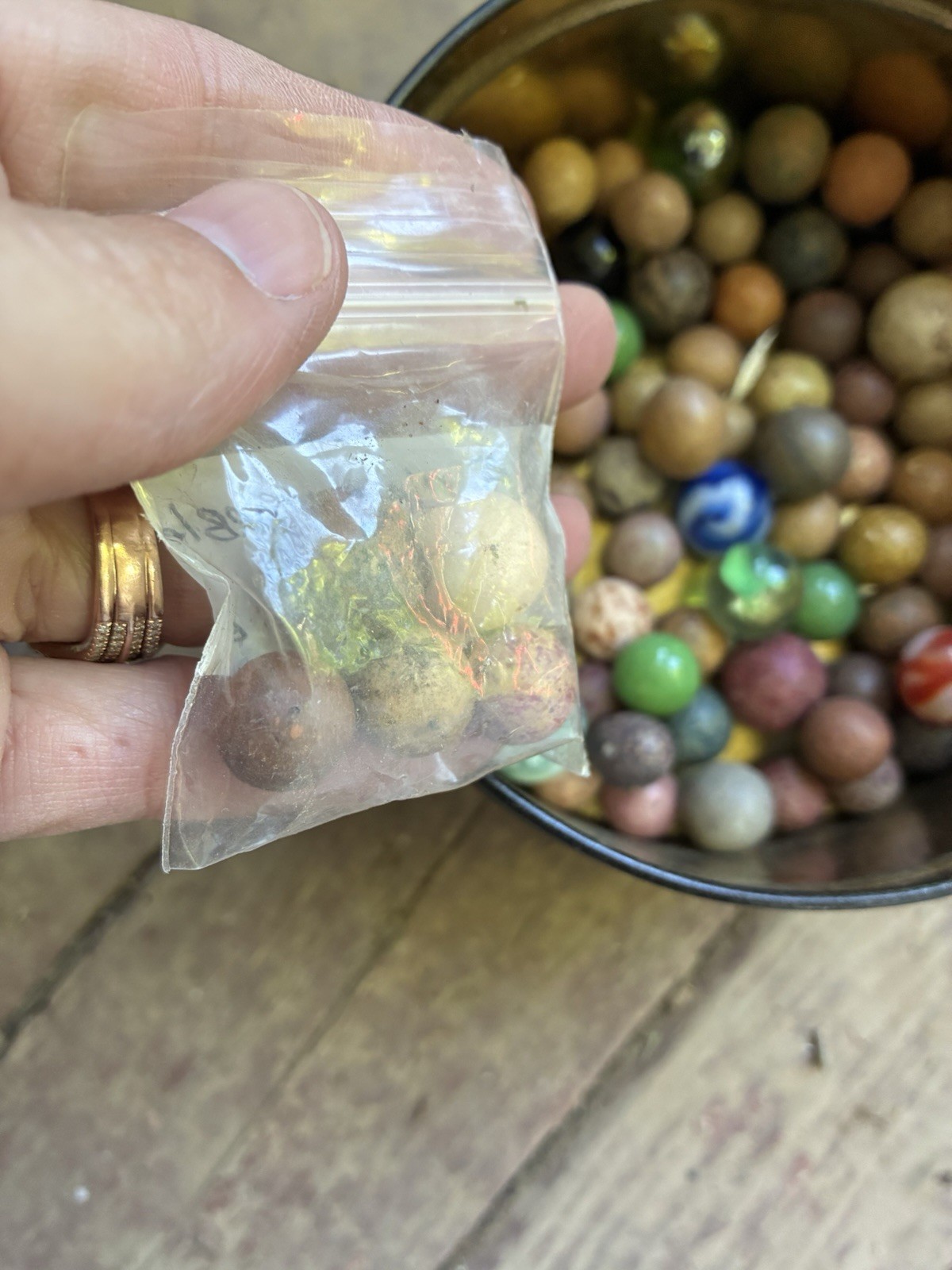 Vintage Marble Collection Lot Clay Glass Marbles Attic Find