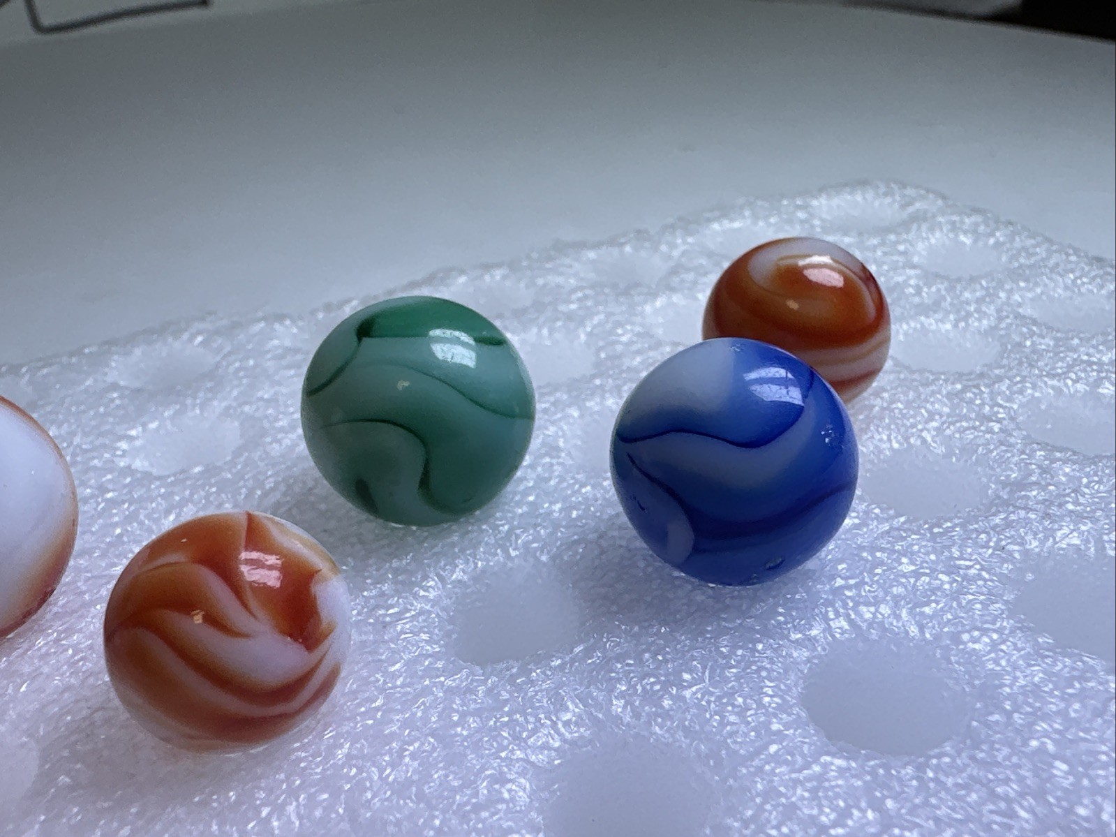 350 Lot Of 6 Vintage Alley Agate Swirl Marbles! .535-.735”