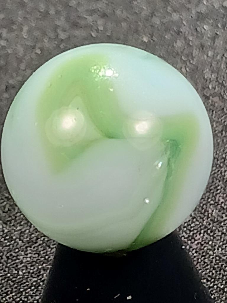 Alley Agate .53″ Forest Greens Lucent White Swirl Near Mint Serious Marble A444