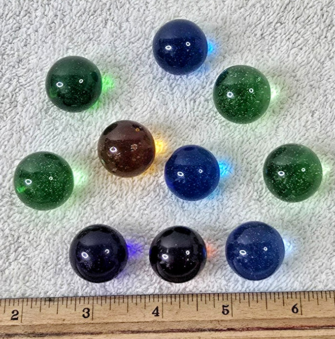 Vintage 7/8″ Translucent Glass Marble Lot 10 Pcs #1
