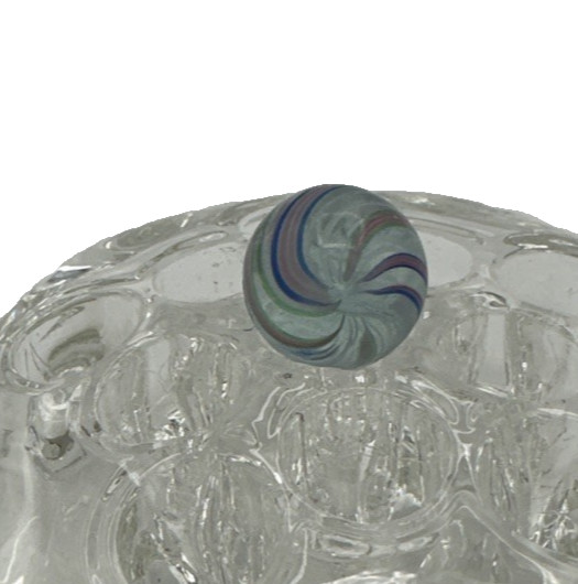 1800s German Handmade White Latticino Swirl 21/32″ Polished Marble Pastel Colors