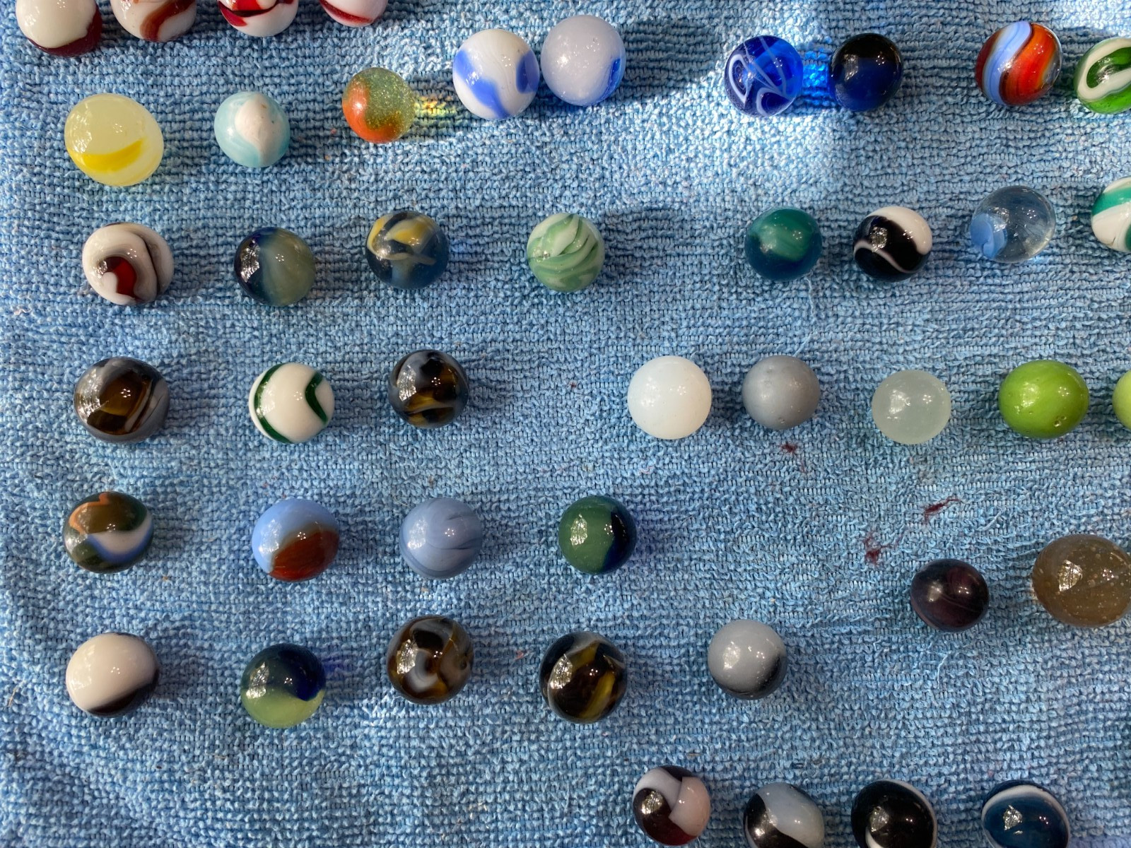 Vintage Lot of 108 Marbles Various Makers Moss Agates Patches Swirl etc
